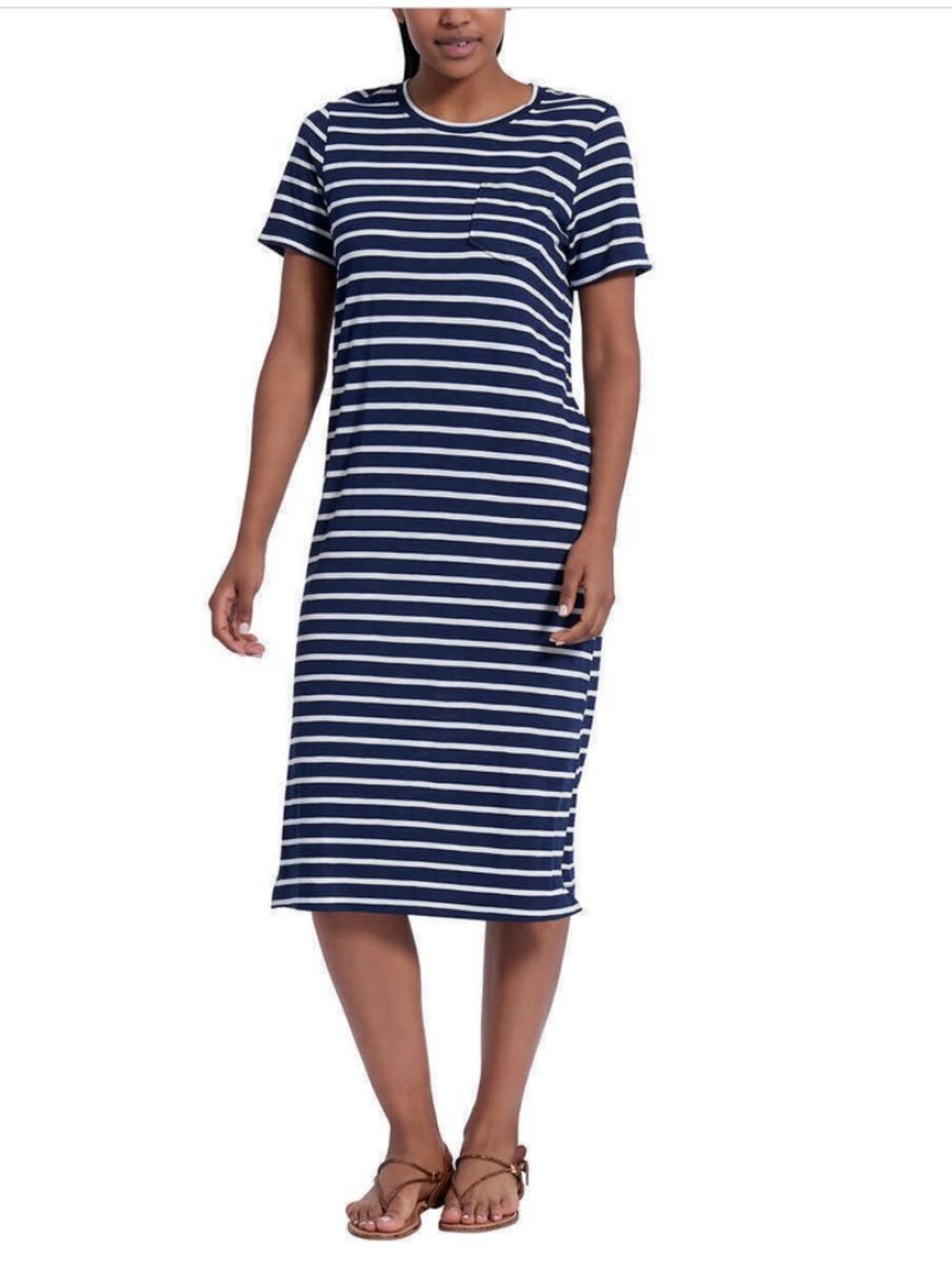 JESSICA SIMPSON WOMEN'S MIDI STRIPE DRESS (NAVY/WHITE STRIPE MEDIUM
